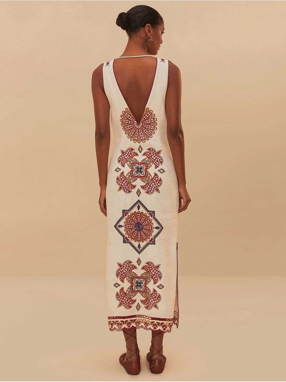 Farm Rio Marys Tiles Richelieu Midi Dress - Picture 3 of 8